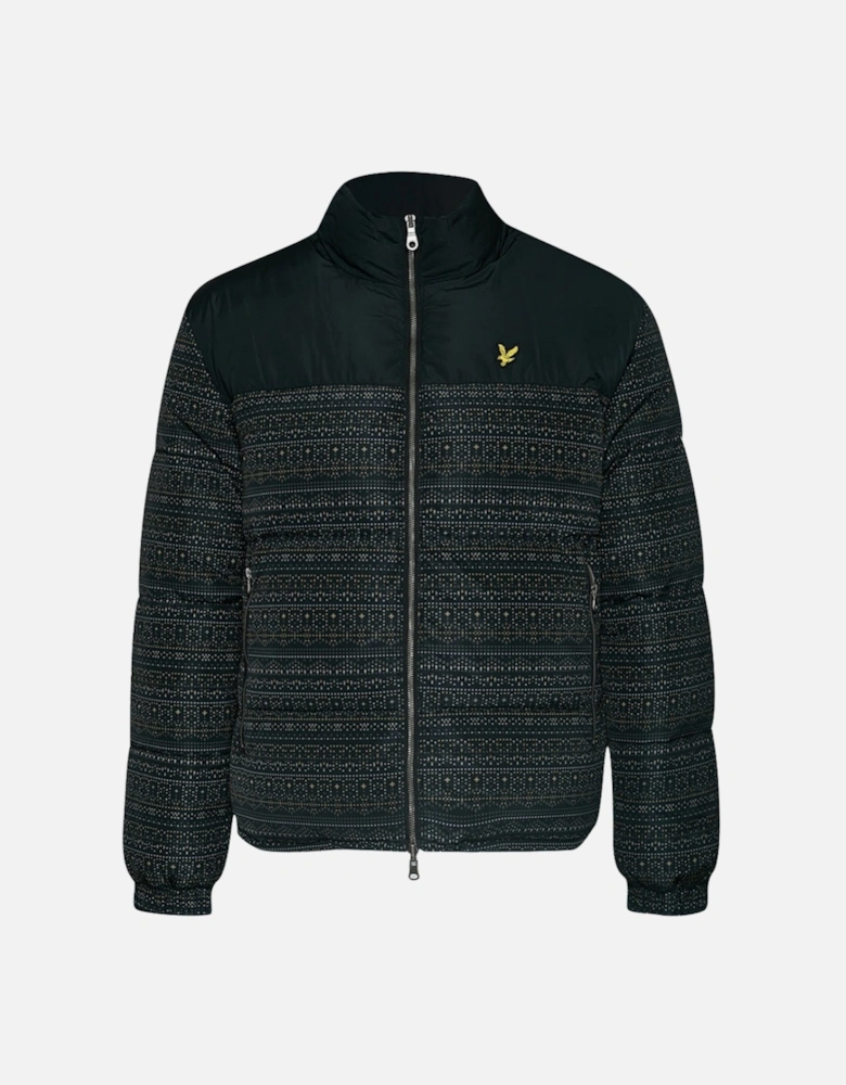 Lyle & Scott Fair Isle Reversible Black Puffer Jacket