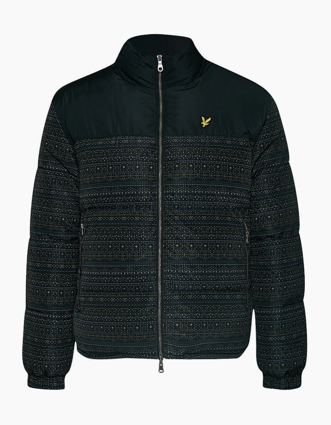 Women's Lyle & Scott Fair Isle Reversible Black Puffer Jacket - Size: 14