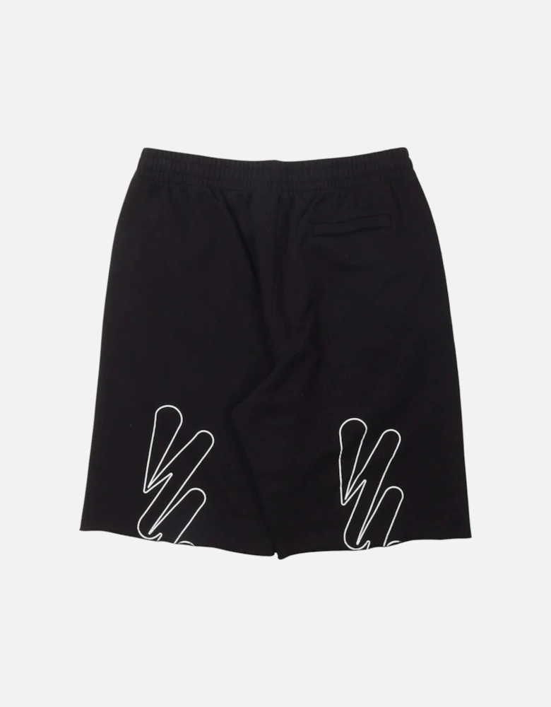 Wave Out Diag Design Black Sweat Shorts