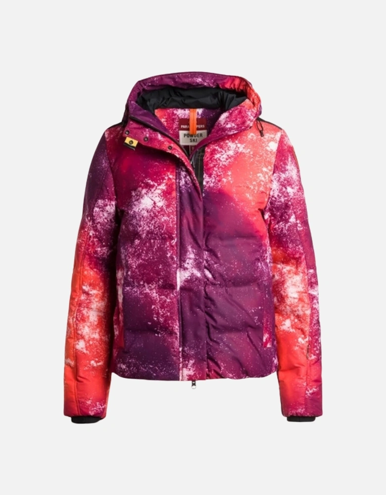 Berry Snow Print Purple Down Jacket