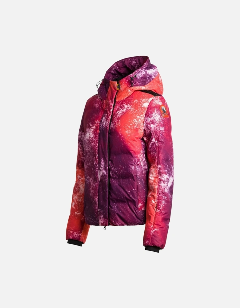 Berry Snow Print Purple Down Jacket