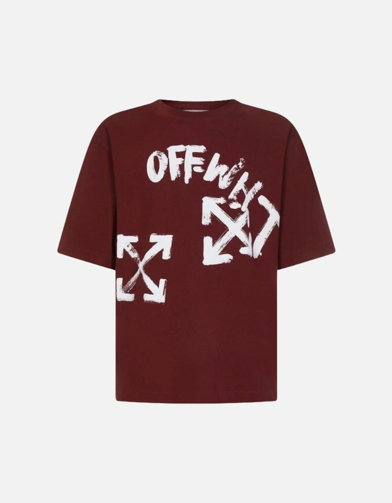 Skate Fit Paint Script Burgundy T-Shirt