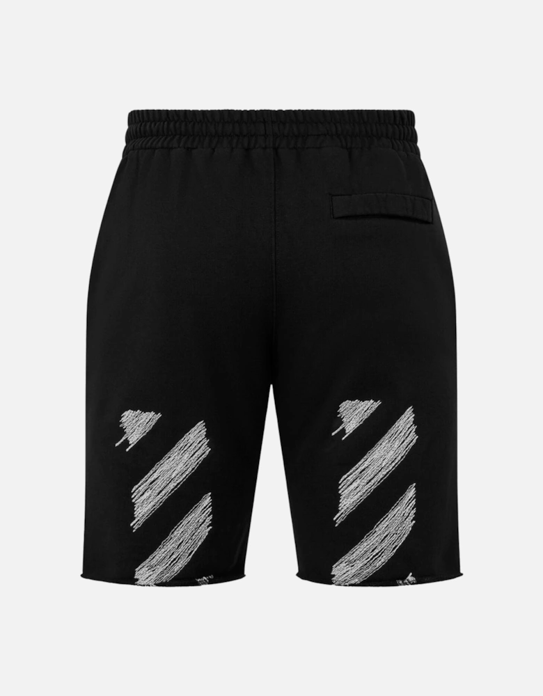 Scribble Design Black Sweat Shorts