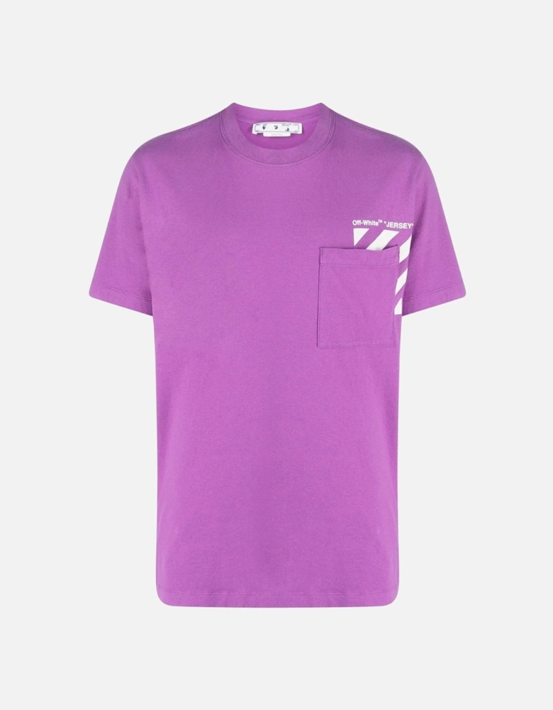 Diag Pocket Design Slim Fit Purple T-Shirt