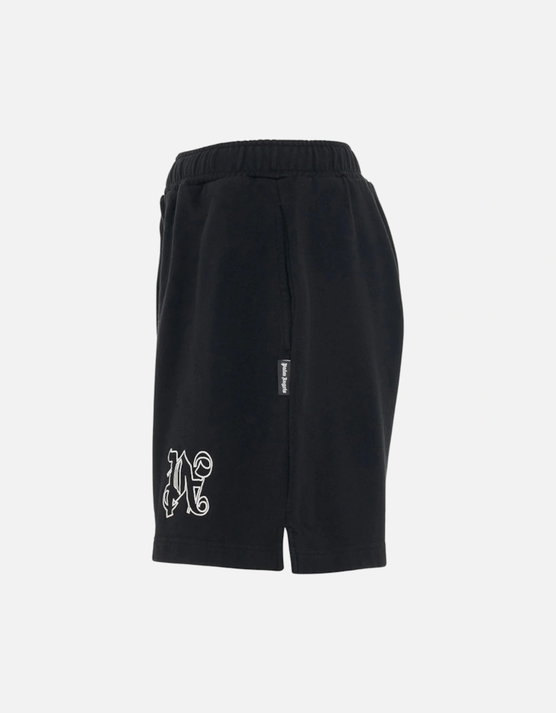 Monogram Statement Black Sweat Shorts