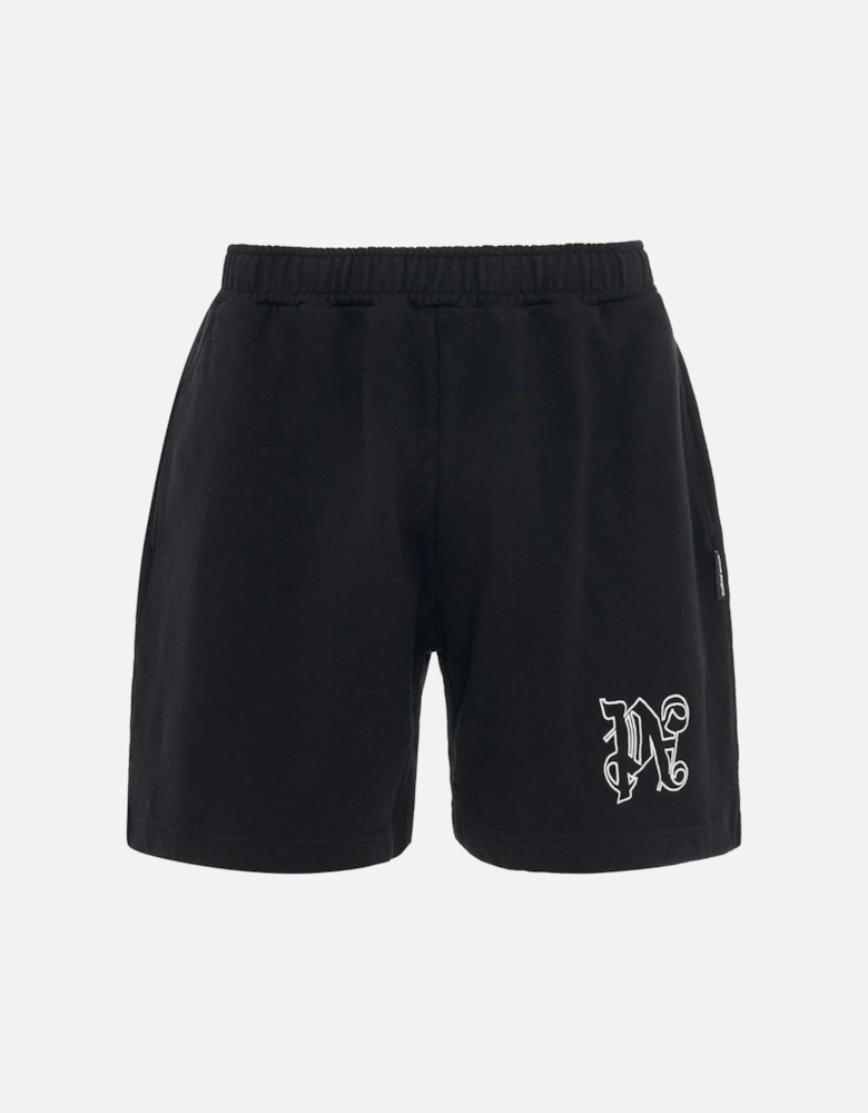 Monogram Statement Black Sweat Shorts