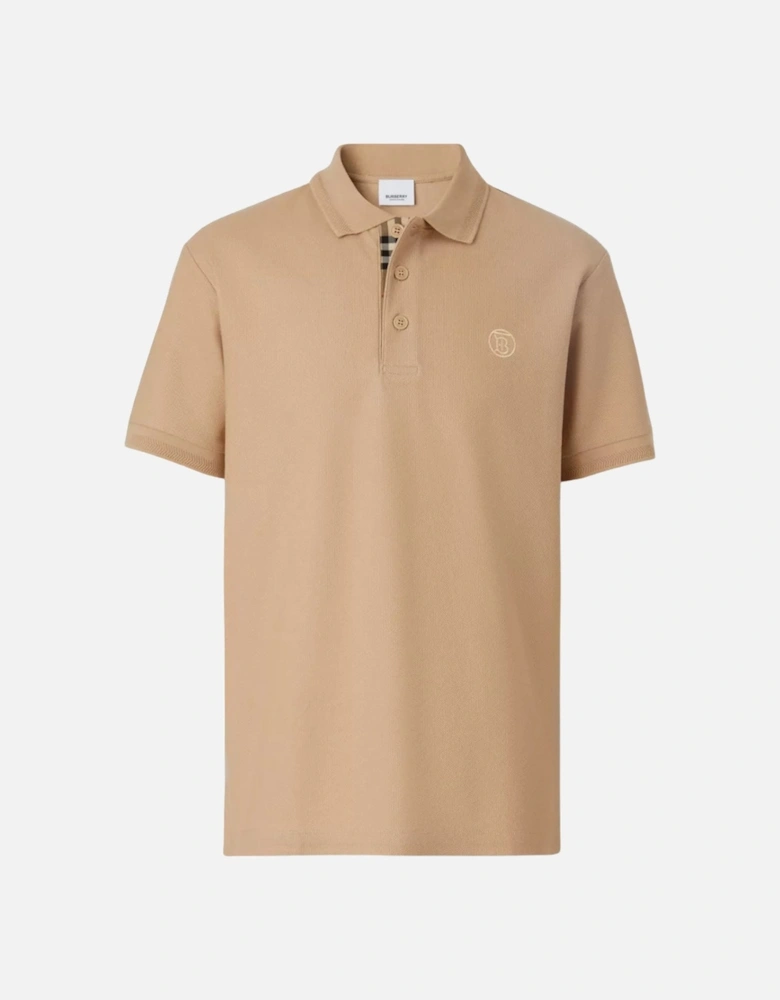 Branded Circle Logo Camel Beige Polo Shirt