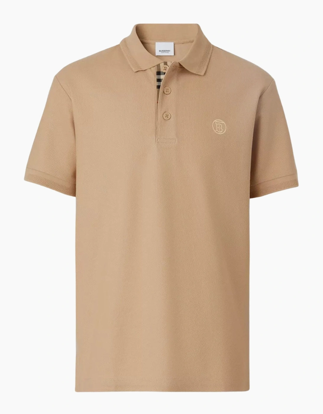 Men's Burberry Branded Circle Logo Camel Beige Polo Shirt - Tan - Size: 36