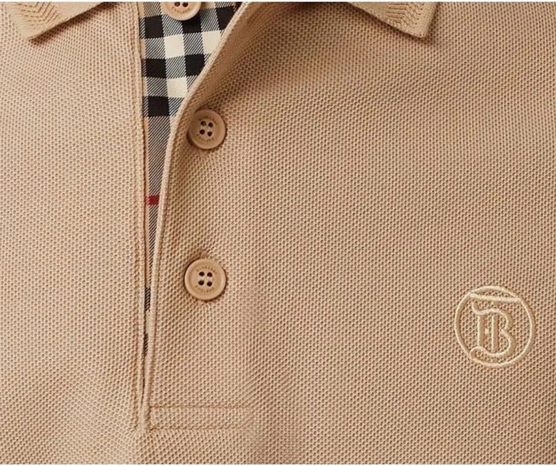 Branded Circle Logo Camel Beige Polo Shirt