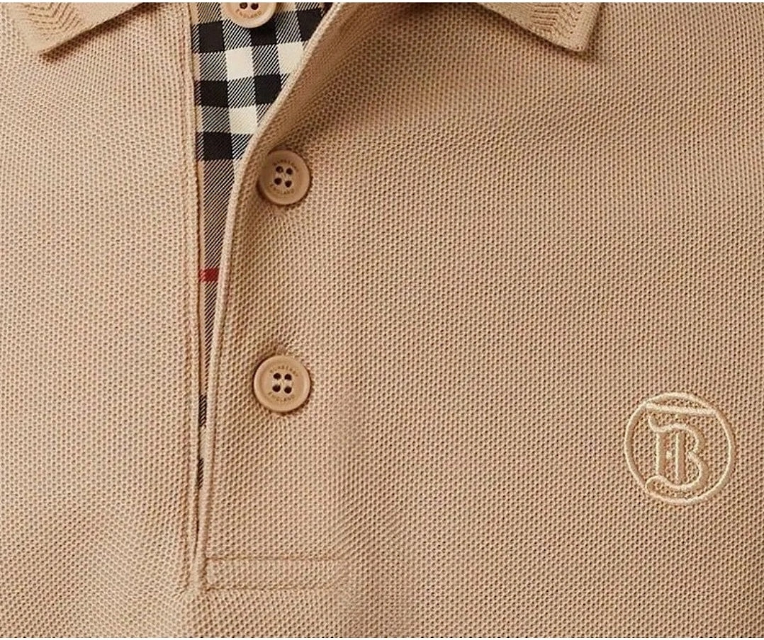 Branded Circle Logo Camel Beige Polo Shirt