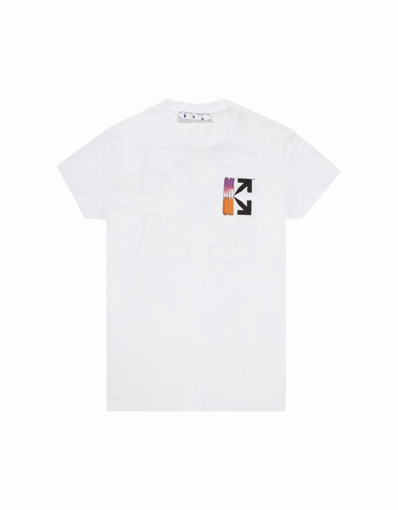 Gradient Arrows Logo Slim Fit White T-Shirt