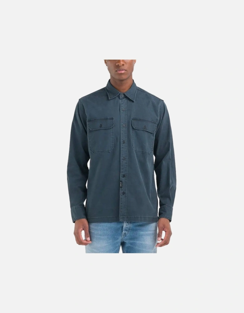 Superior Standard Overshirt Stretch Cotton Twill Dark Blue