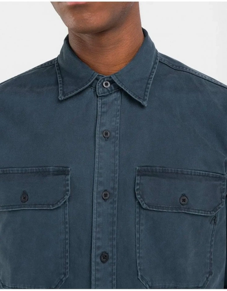 Superior Standard Overshirt Stretch Cotton Twill Dark Blue