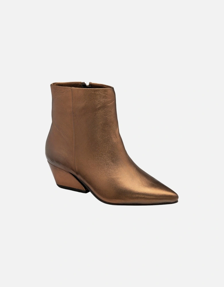 Hawick Leather Heeled Ankle Boot - Bronze