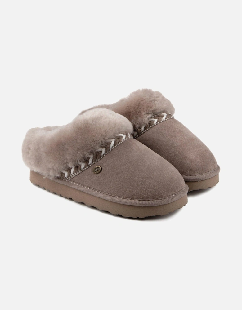 Phoebe Swept Back Sheepskin Mule - Light Brown