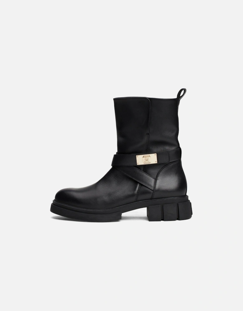 Leather Biker Boots - Black