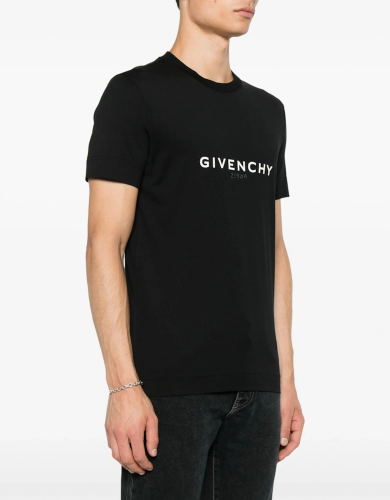 Slim Fit Reverse Print T-shirt Black