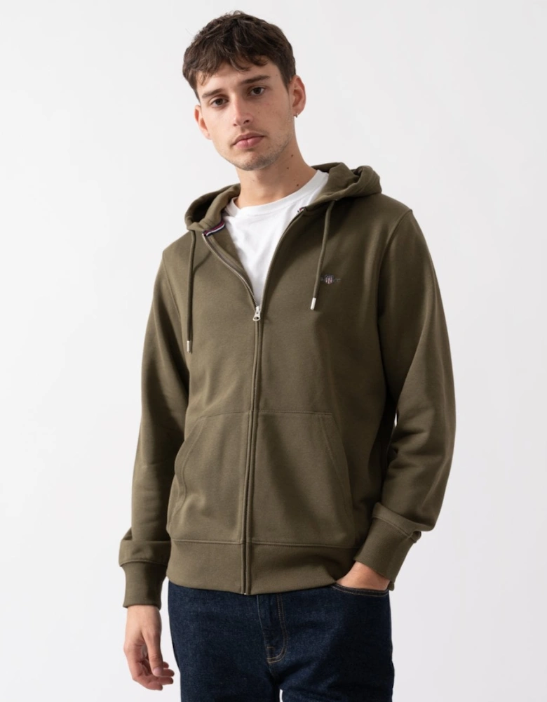 Mens Regular Fit Shield Logo Full Zip Hoodie