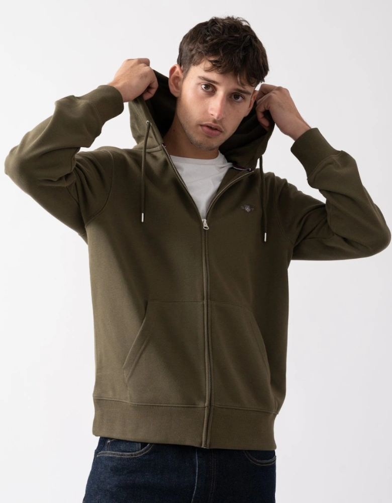 Mens Regular Fit Shield Logo Full Zip Hoodie