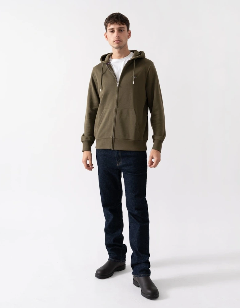 Mens Regular Fit Shield Logo Full Zip Hoodie