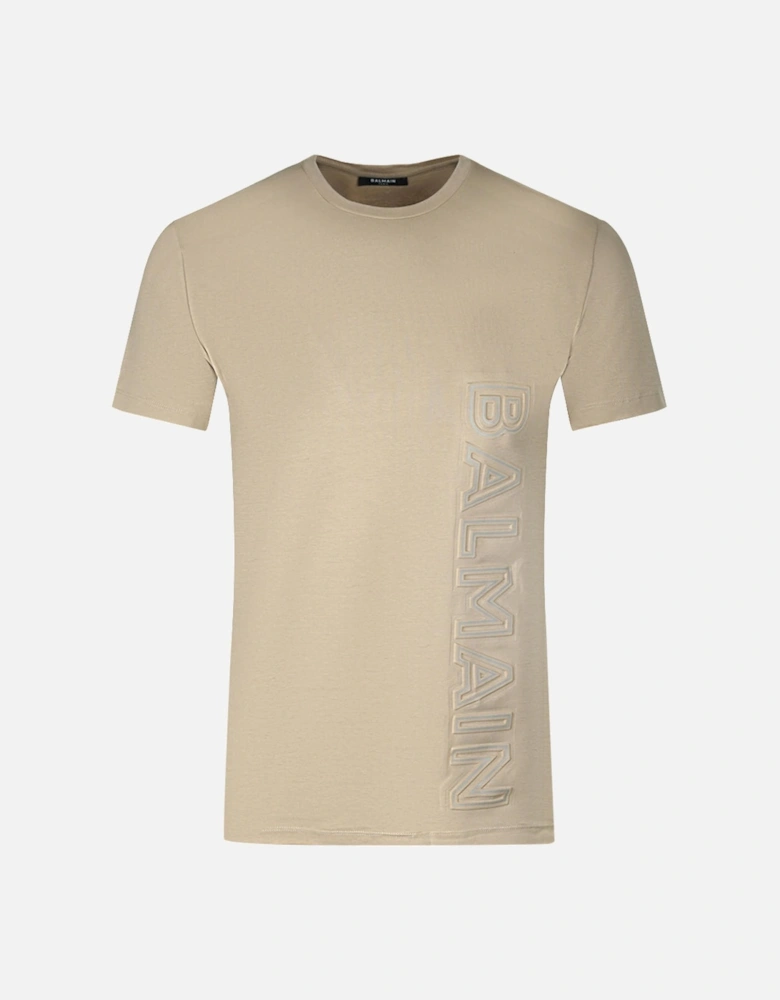 Vertical Embossed Logo T-Shirt in Brown