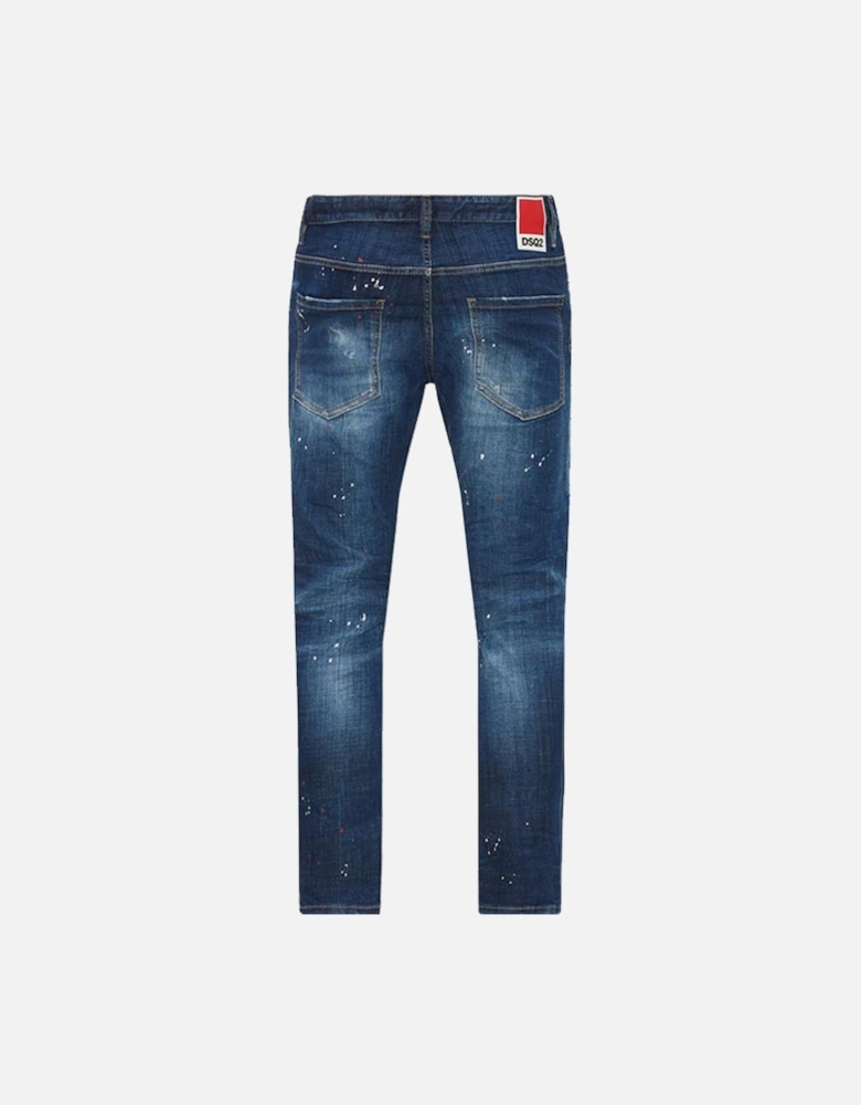 DSQ2 Patch Ripped Skater Jeans in Blue