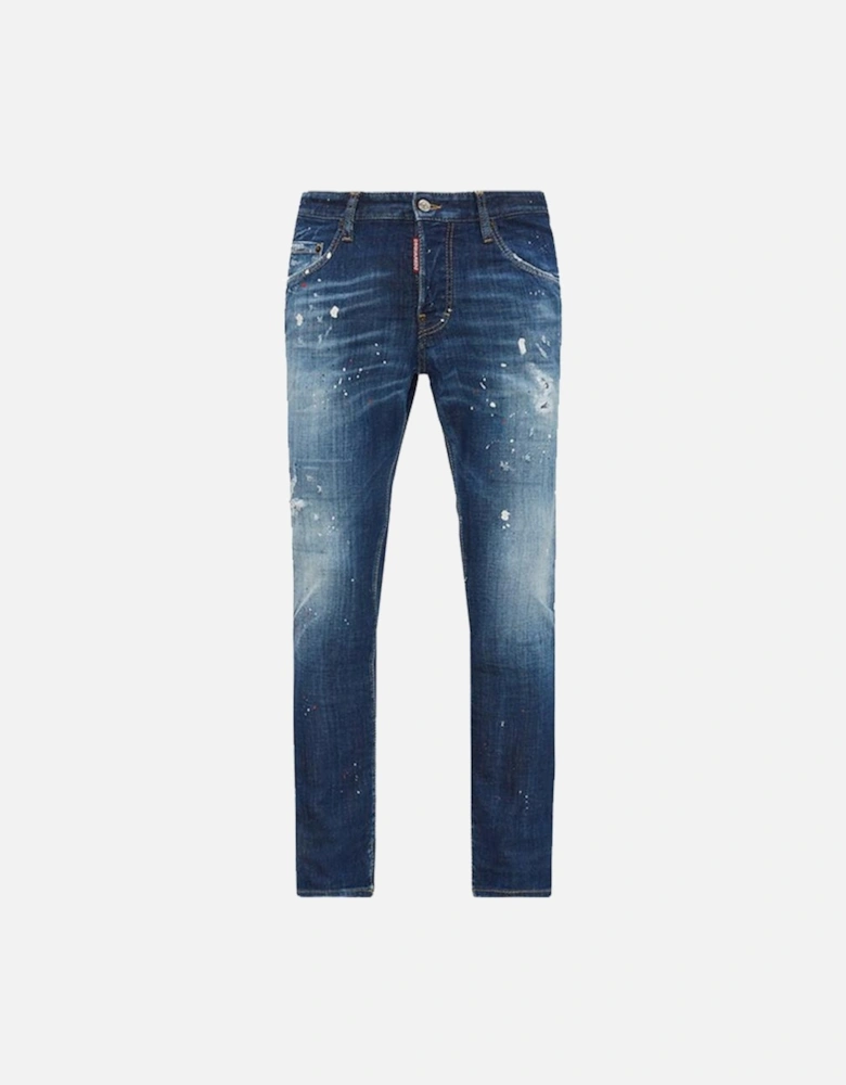 DSQ2 Patch Ripped Skater Jeans in Blue