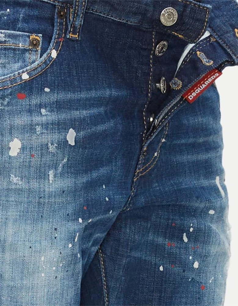 DSQ2 Patch Ripped Skater Jeans in Blue