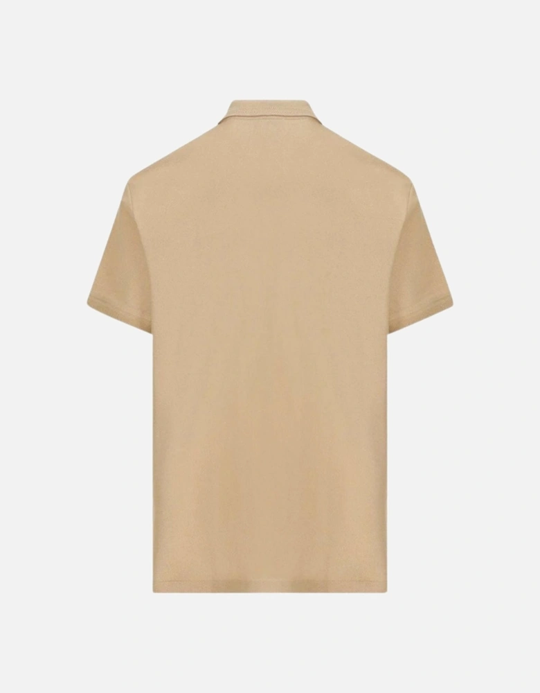 Branded Eddie Circle Logo Polo Shirt in Beige