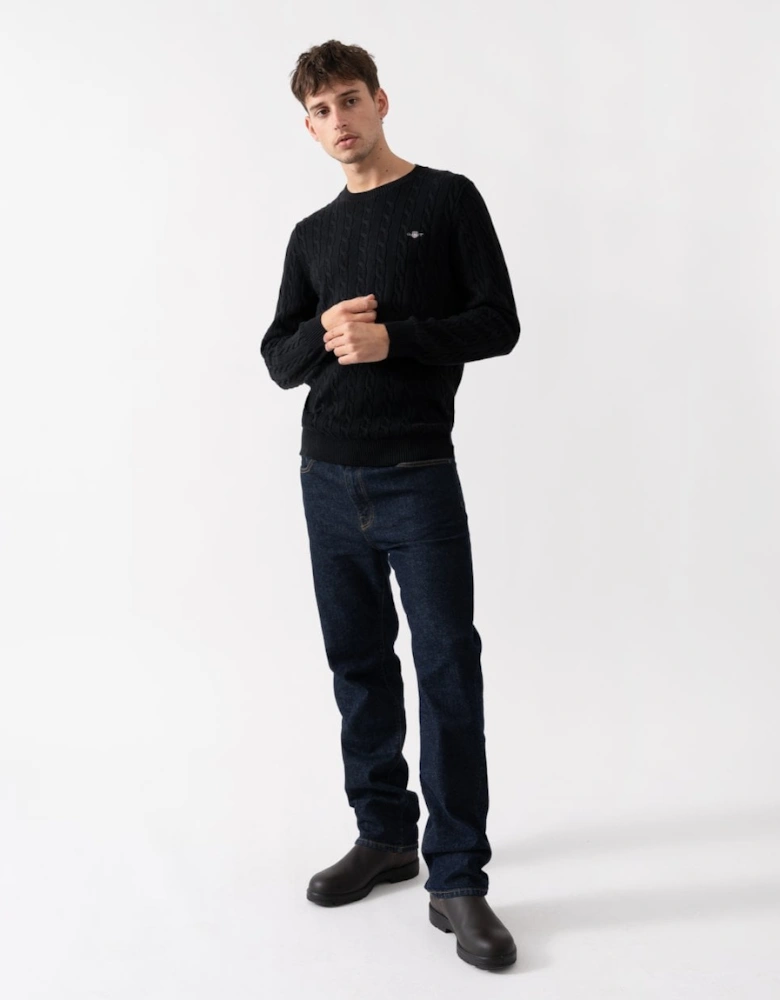 Mens Cotton Cable Knit Crew Neck Jumper