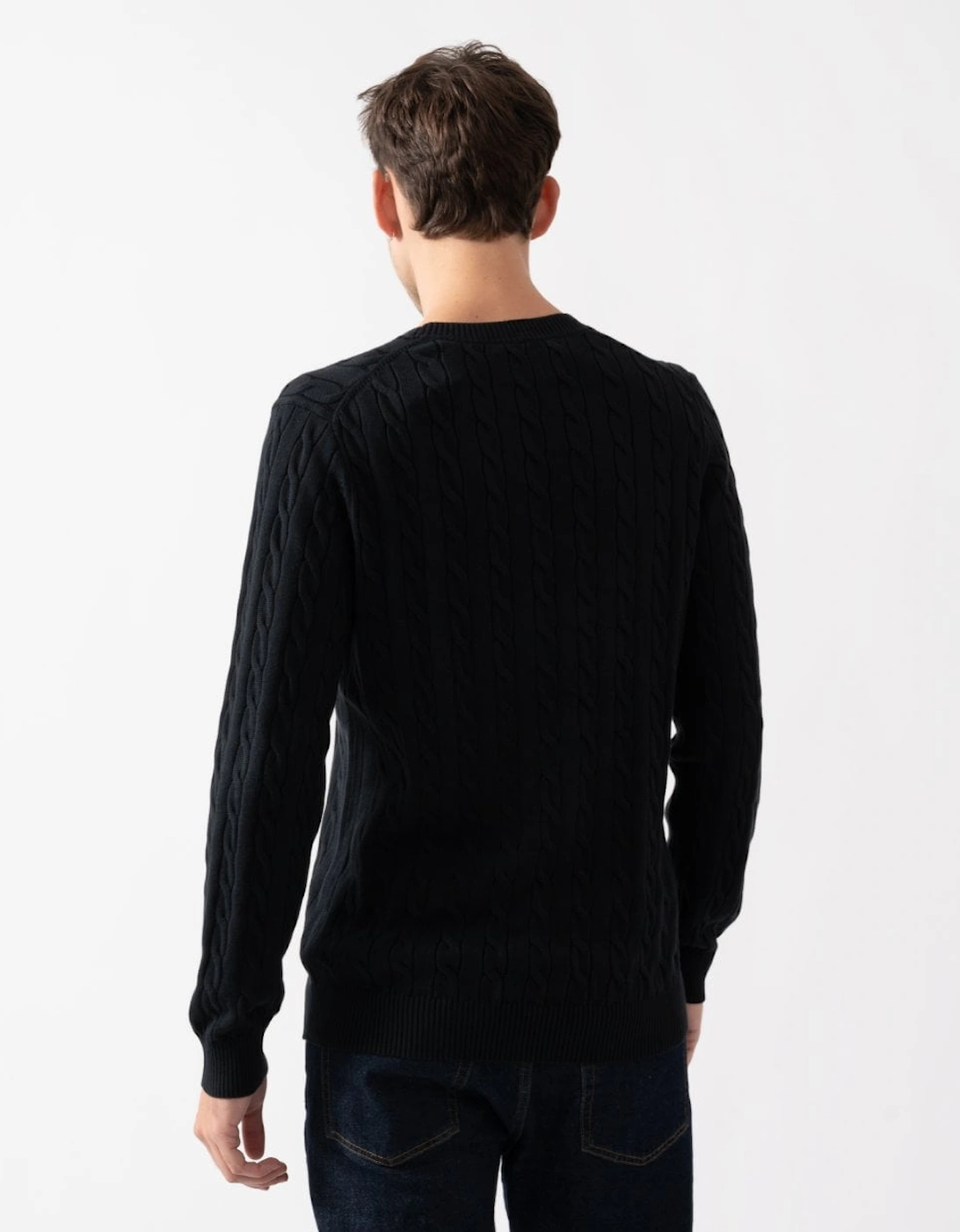 Mens Cotton Cable Knit Crew Neck Jumper