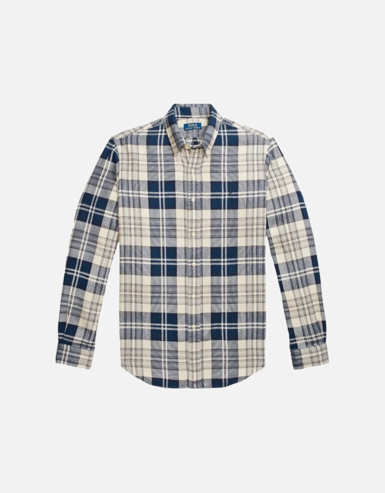 LS Brushed Flannel Shirt 001 Off White/Navy