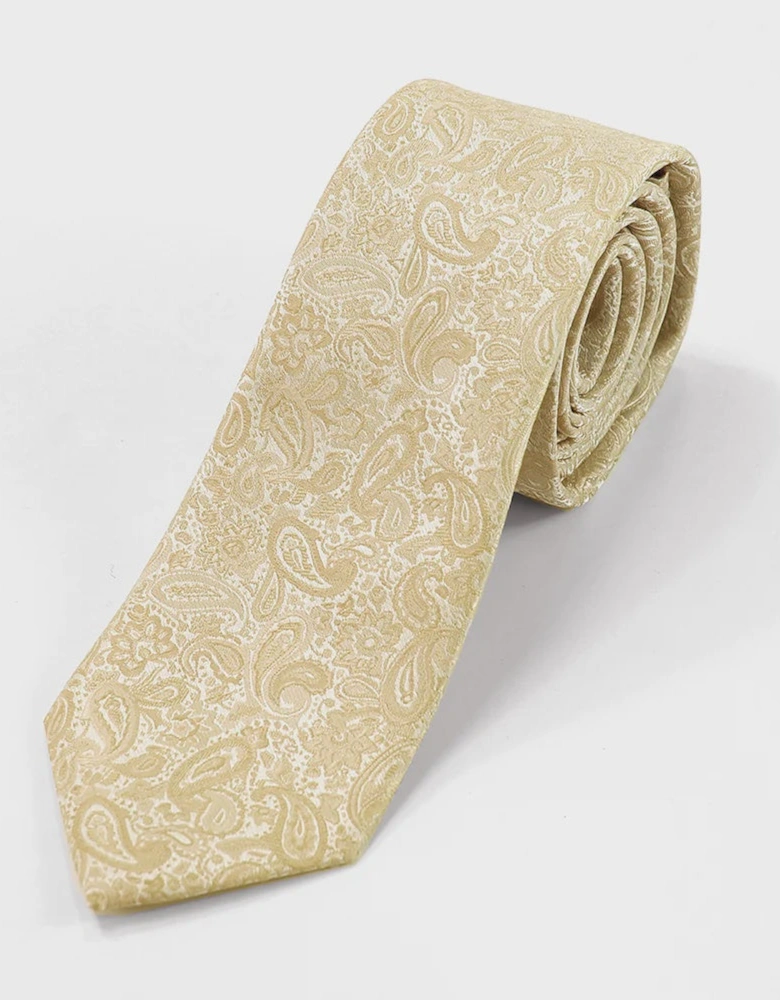 Tie Microfiber Paisley on Hanger - Champagne