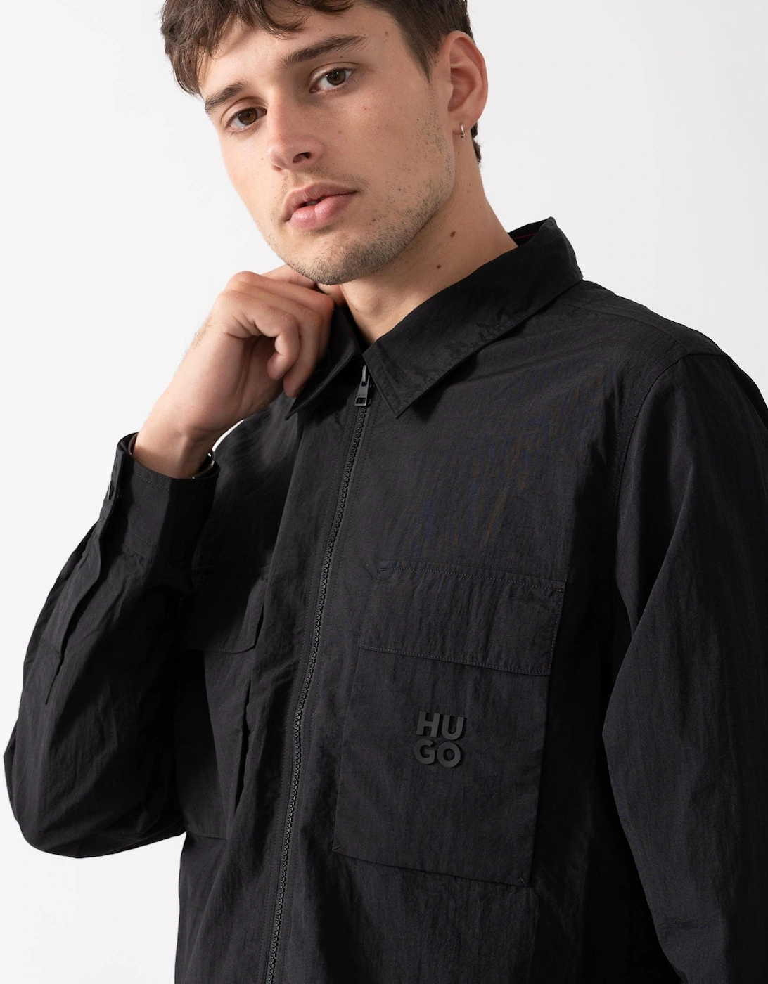 HUGO Eselio Mens Zip Up Overshirt