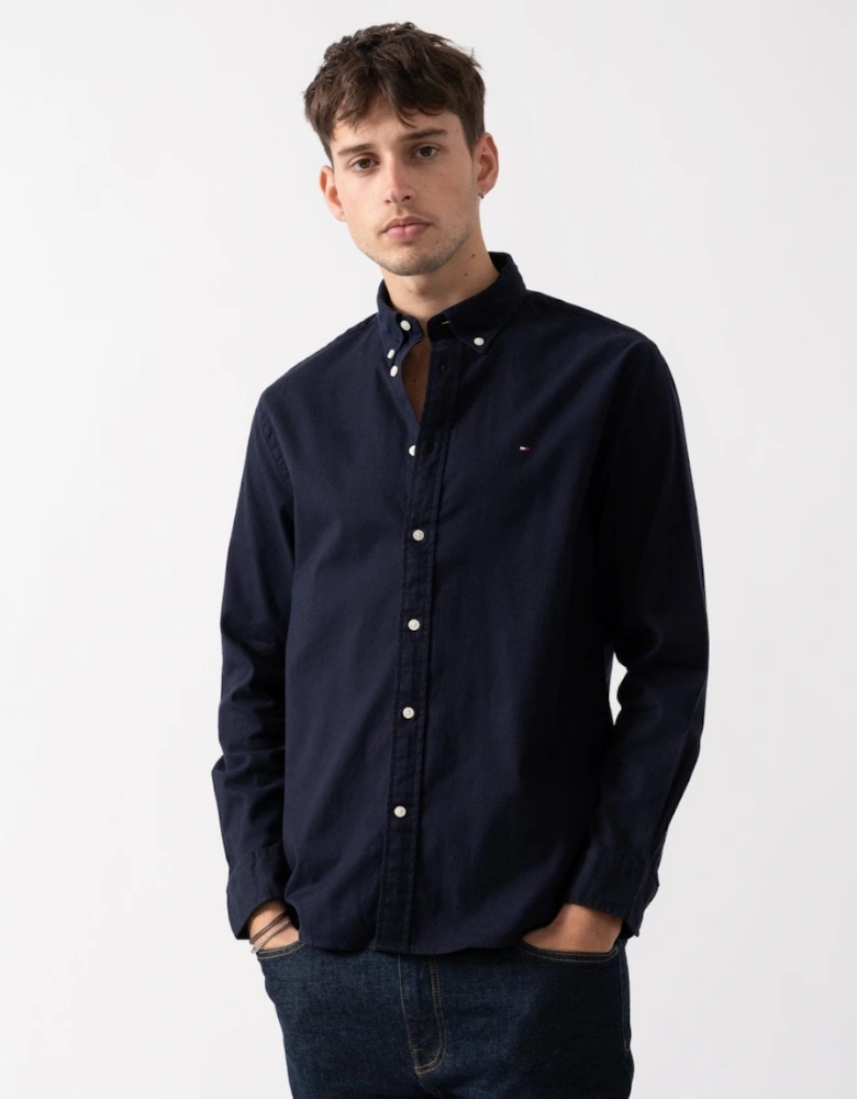 Flex Brushed Solid Mens Long Sleeve Shirt