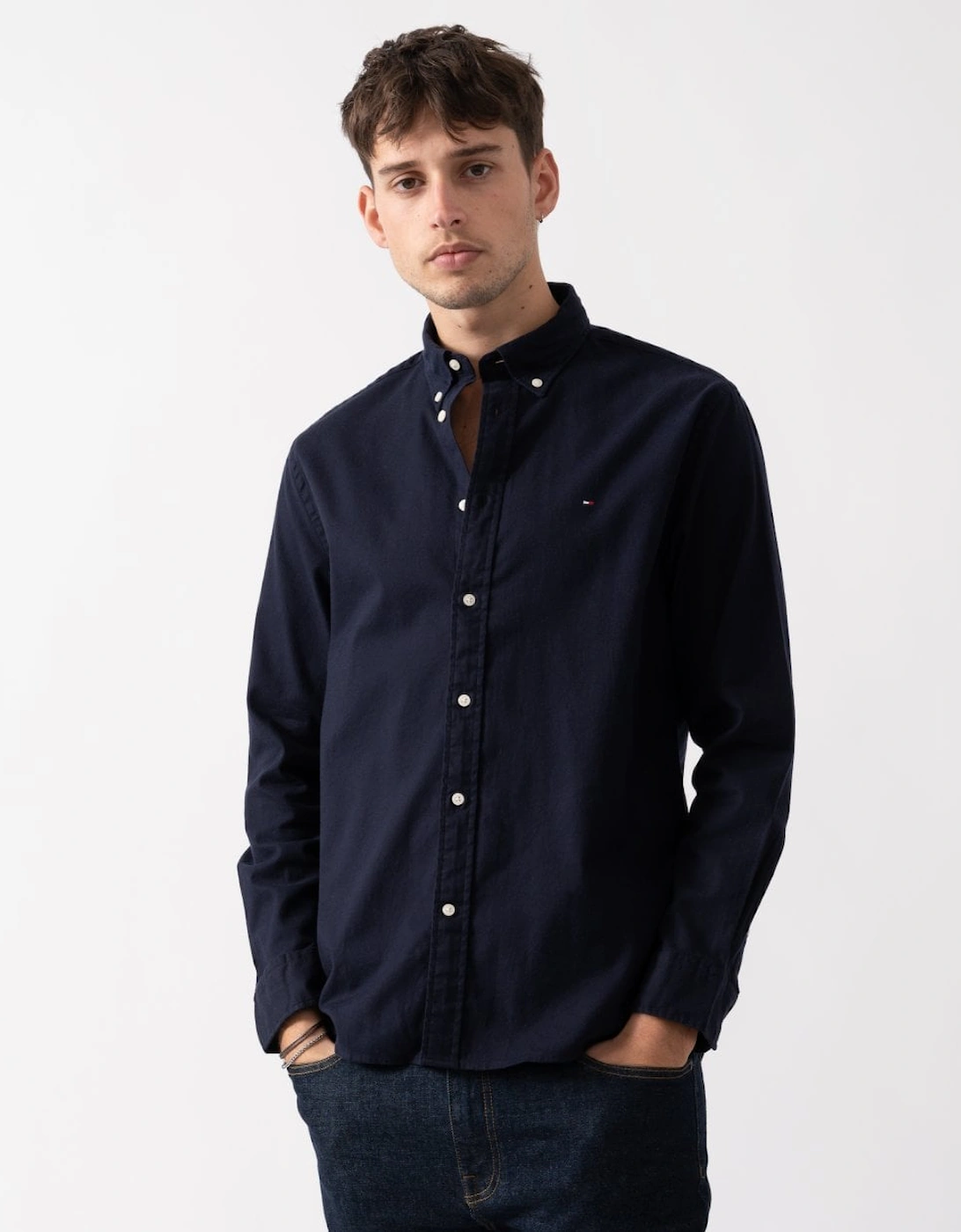 Flex Brushed Solid Mens Long Sleeve Shirt, 5 of 4