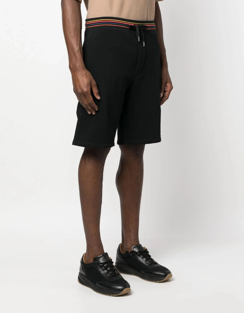 Artist Stripe Cuffed Shorts Black