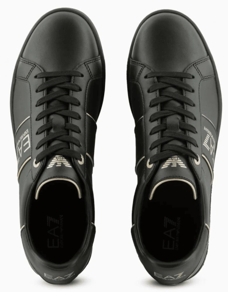 Lace Up Black Leather Trainer