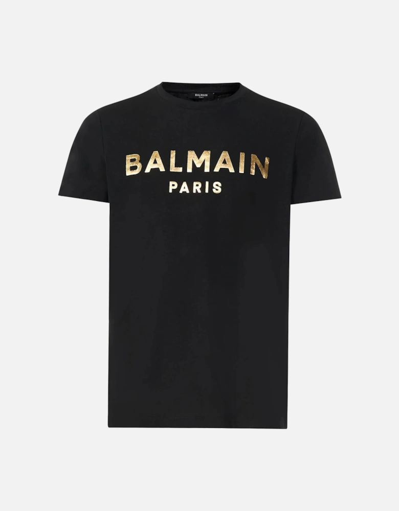 Paris Gold Foil Printed Logo T-Shirt in Black