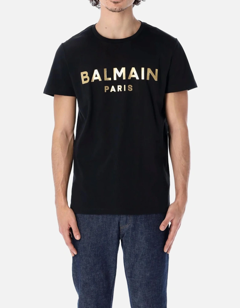 Paris Gold Foil Printed Logo T-Shirt in Black