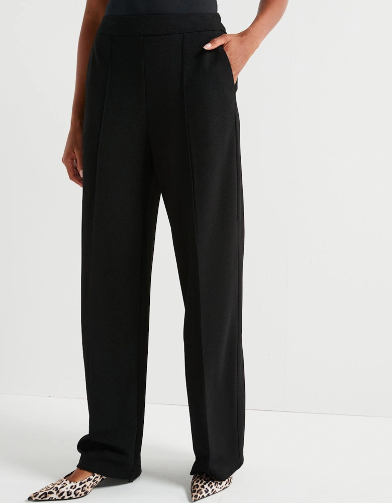 Pull On Smart Wide Leg Trouser - Black