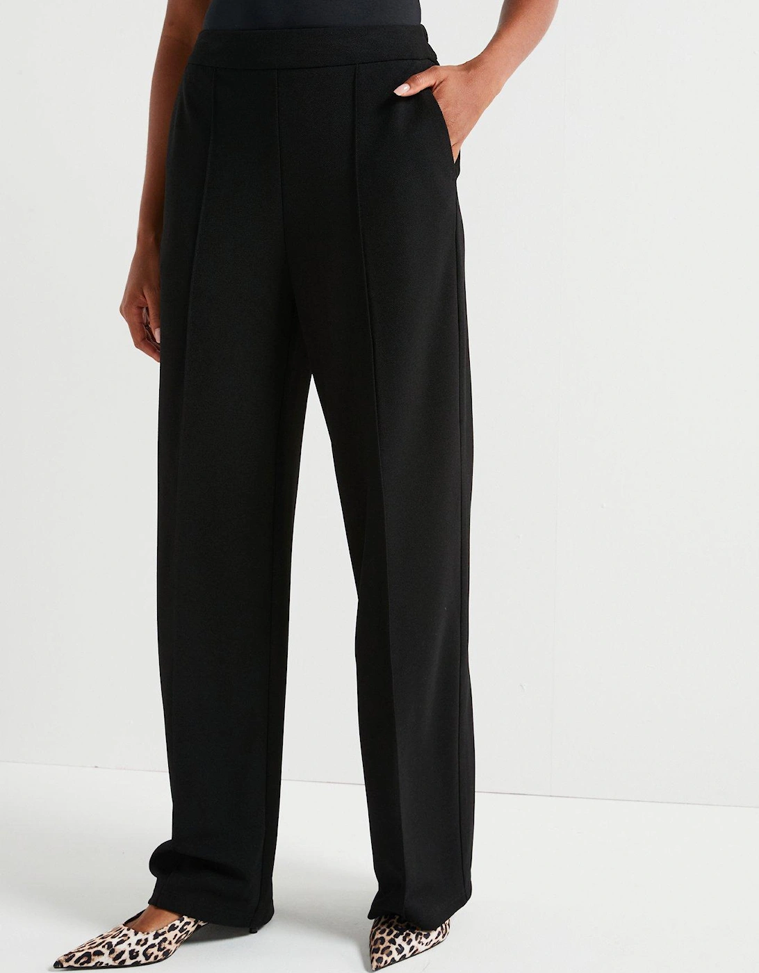 Pull On Smart Wide Leg Trouser - Black, 7 of 6