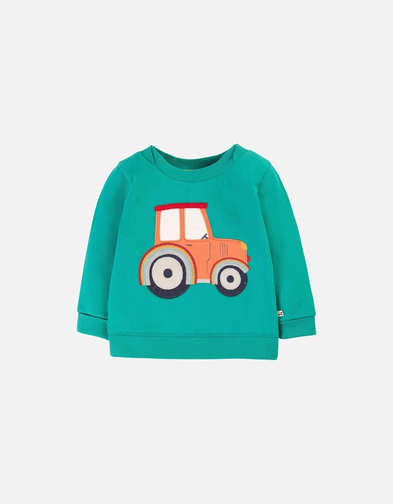 Boys Tractor Easy On Jumper - Green