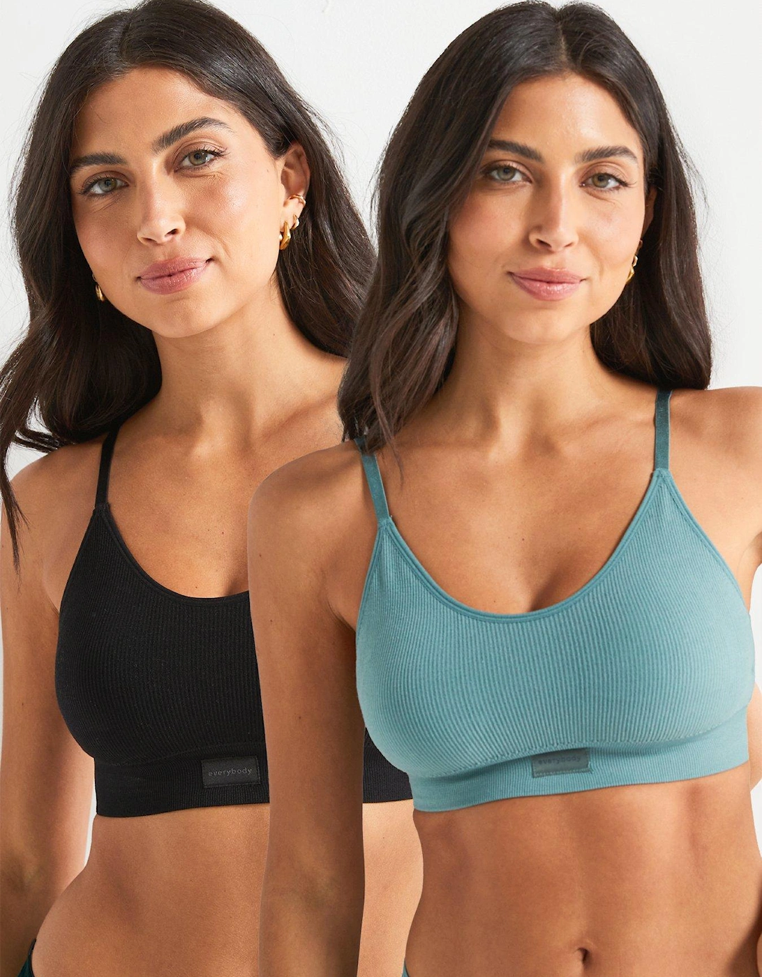 2pk Seamless Padded Bralettes - Black/Teal, 2 of 1