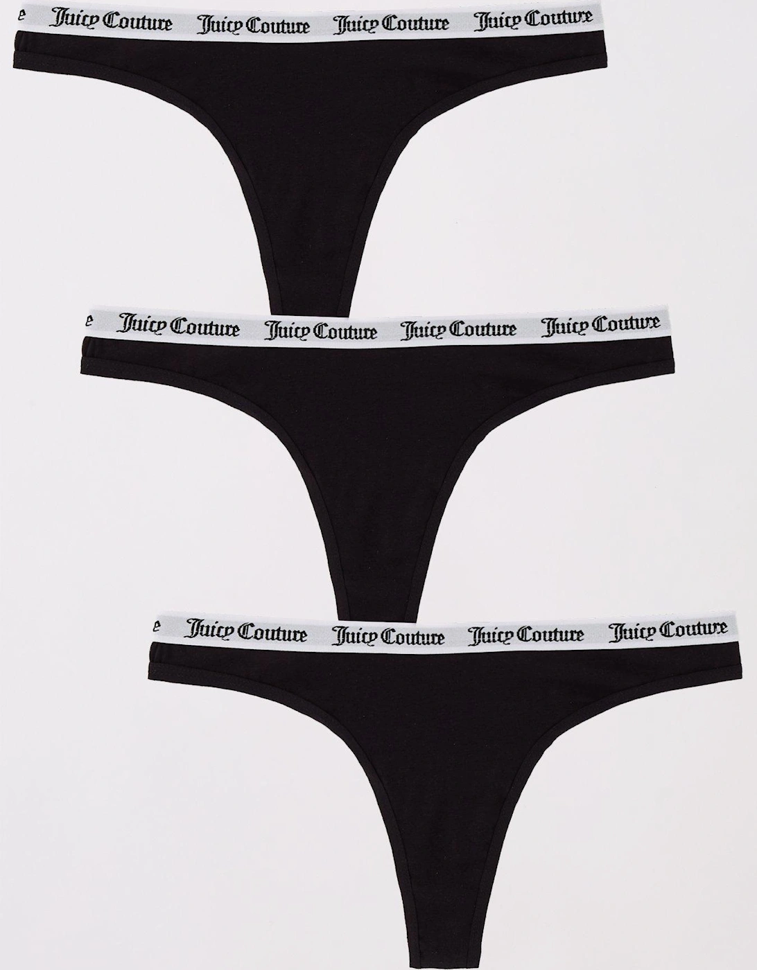 3 Pack Cotton Thong with Branded Elastic - Black, 5 of 4