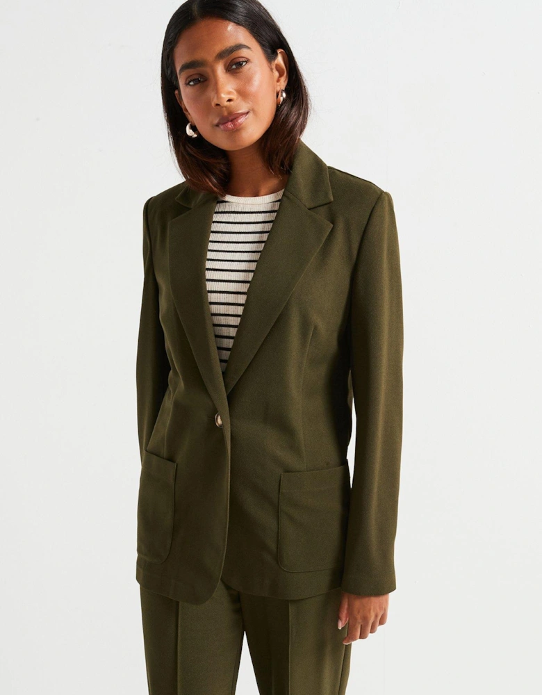 Edge To Edge Jersey Blazer - Khaki