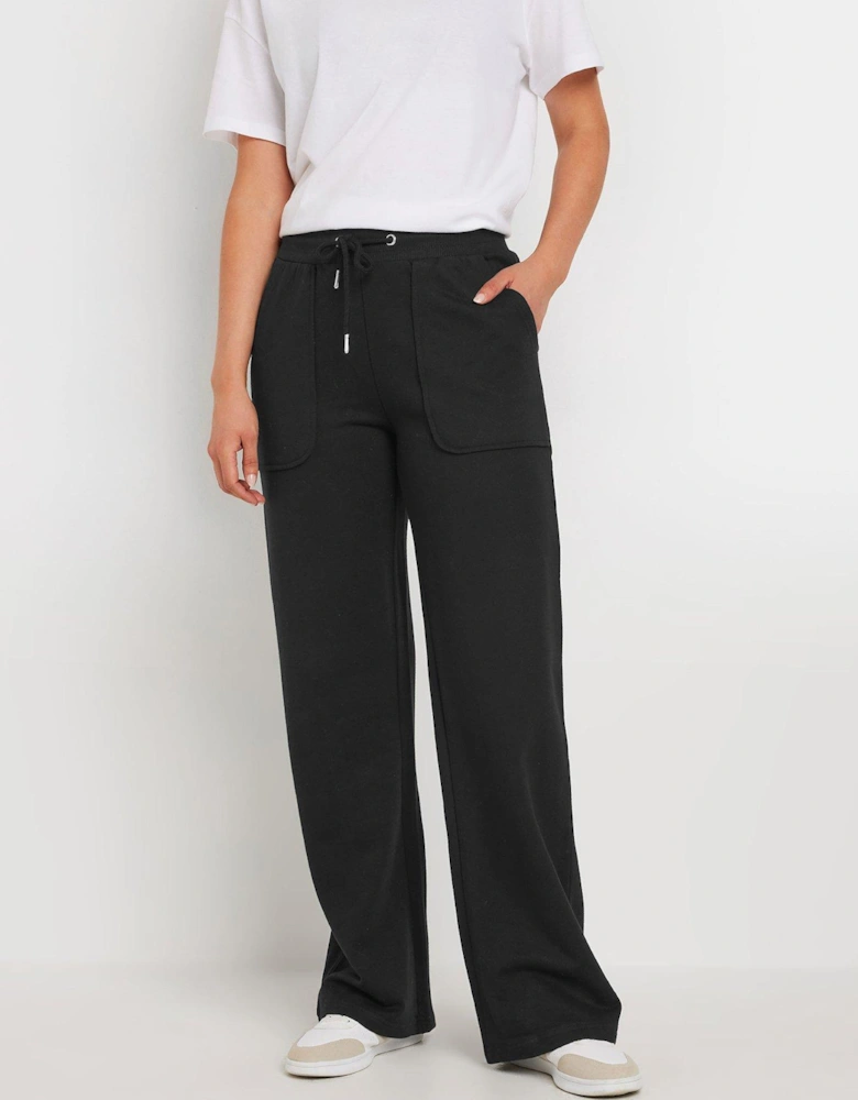 Patch Pocket Wide Leg Jogger - Black