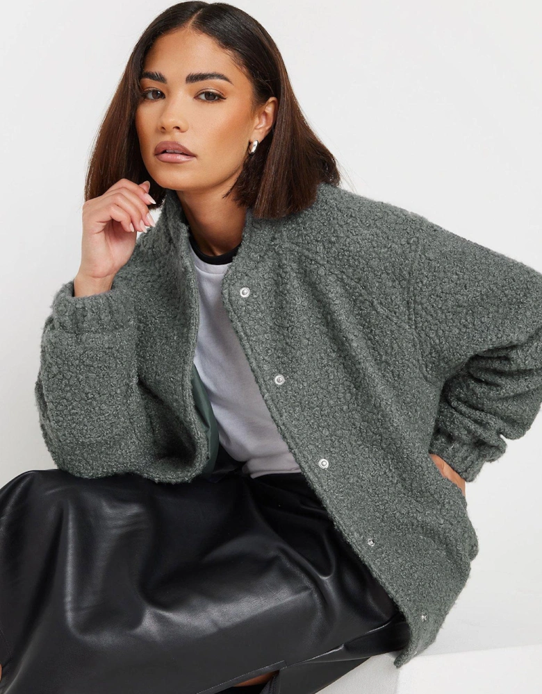 Petite Cosy Bomber Jacket - Grey