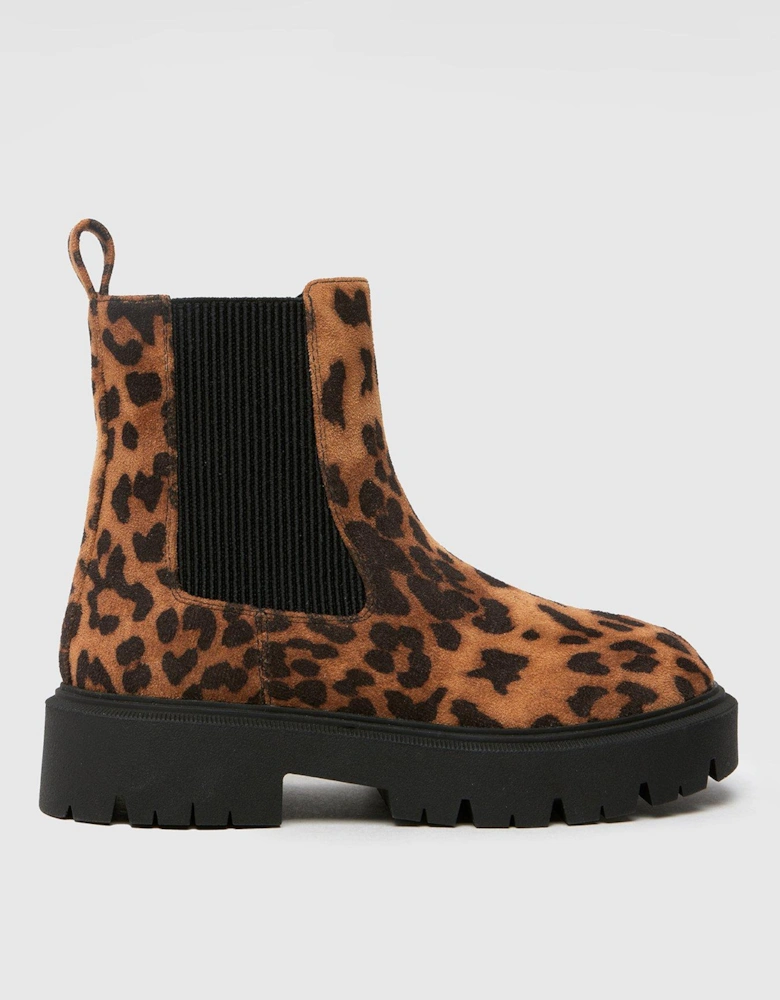 Clement Youth Leopard Chunky Chelsea Boots - Brown