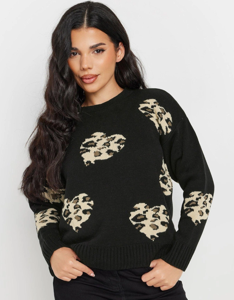 Petite Leopard Heart Jumper